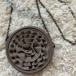 Mud Pie Brown Leather Crossbody Purse Chain Strap